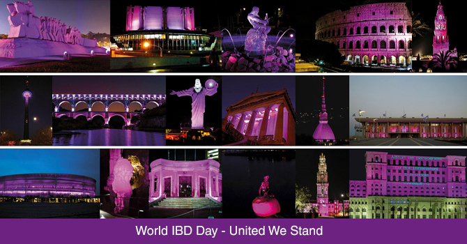 World IBD Day campaing make Highlight landmarks in purple